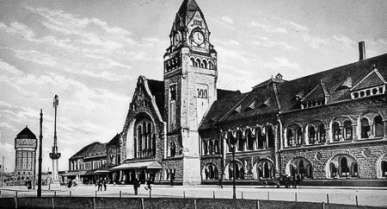 Historische Postkarte - Metz - Bahnhof