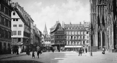 Historische Postkarte - Straßburg - Münsterplatz