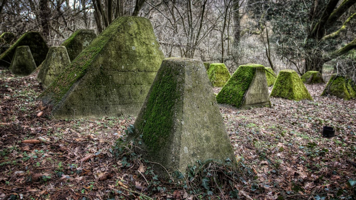 Westwall - Panzersperre bei Saarbrücken - Drachenzähne im Almet