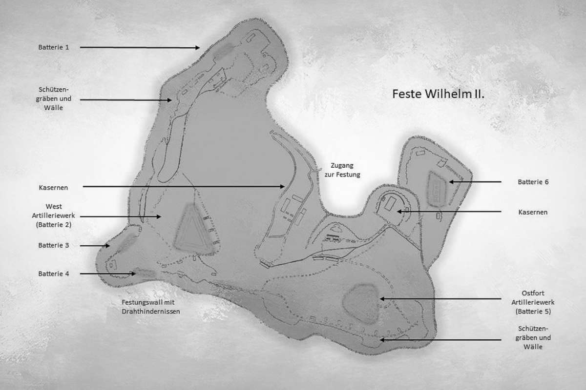 Lageplan der Feste Kaiser Wilhelm II bei Straßburg