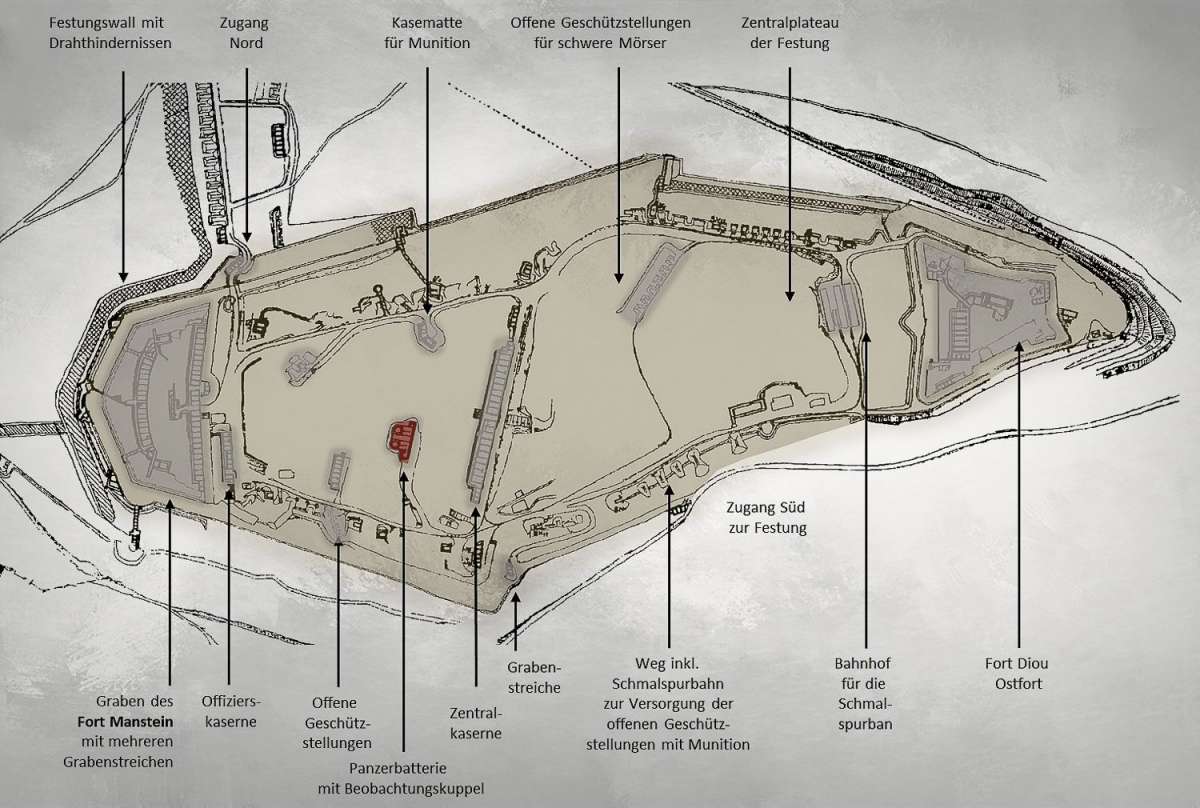 Panzerfestung - Feste Prinz Friedrich Karl bei Metz - Lageplan