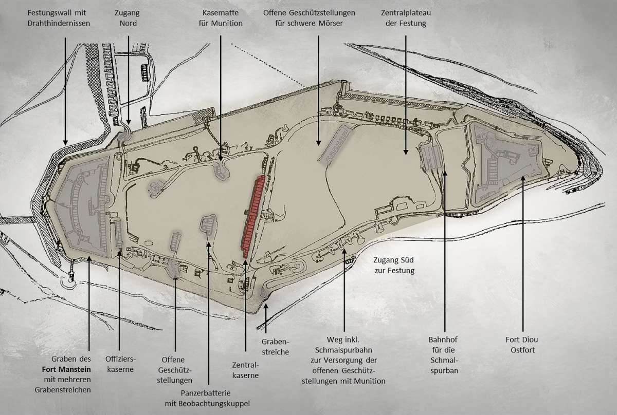 Panzerfestung - Feste Prinz Friedrich Karl bei Metz - Lageplan