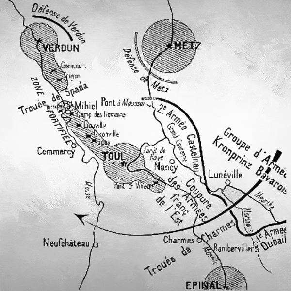 Quelle: Michelin 1919, German objectif 24 august 1914, als gemeinfrei gekennzeichnet, Details auf Wikimedia Commons