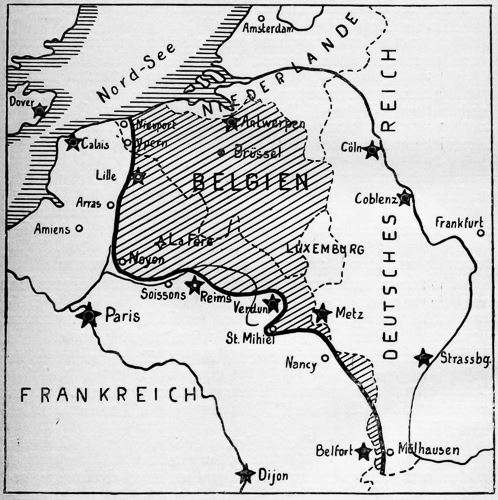 Erster Weltkrieg - Verlauf der Westfront Ende 1915 | Quelle: Der Weltkrieg. Nach amtlichen Quellen dem Volke und der Jugend erzählt. Von: Ernst Niederhausen. Teil I: Die Kämpfe im Westen, 1917, Union 